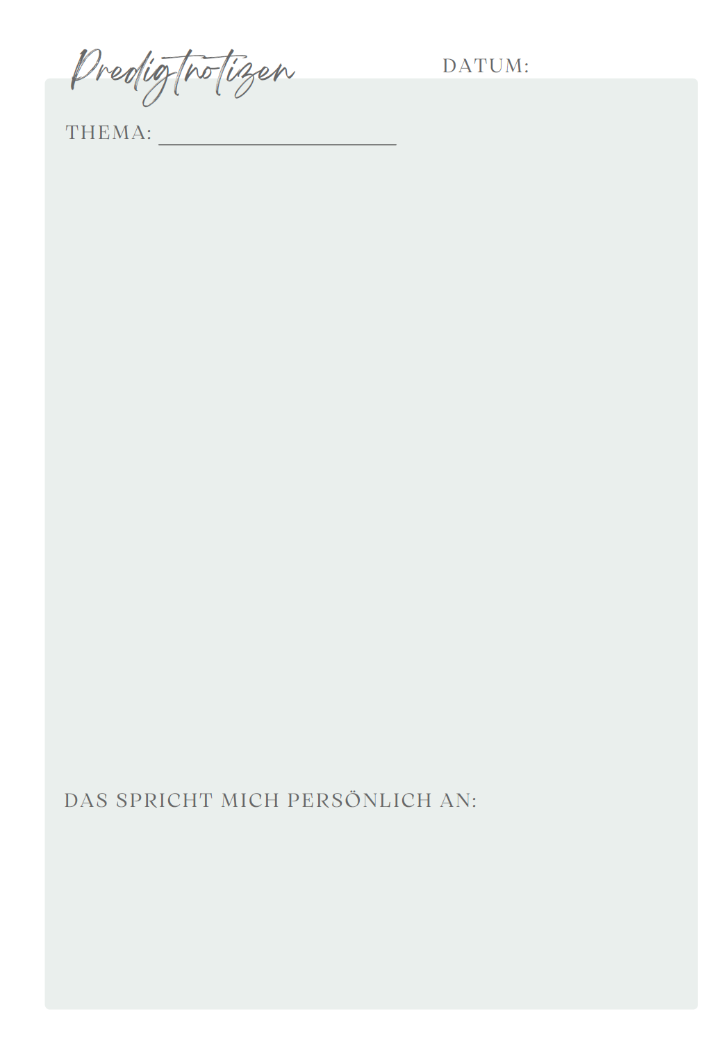 Predigtnotizbuch