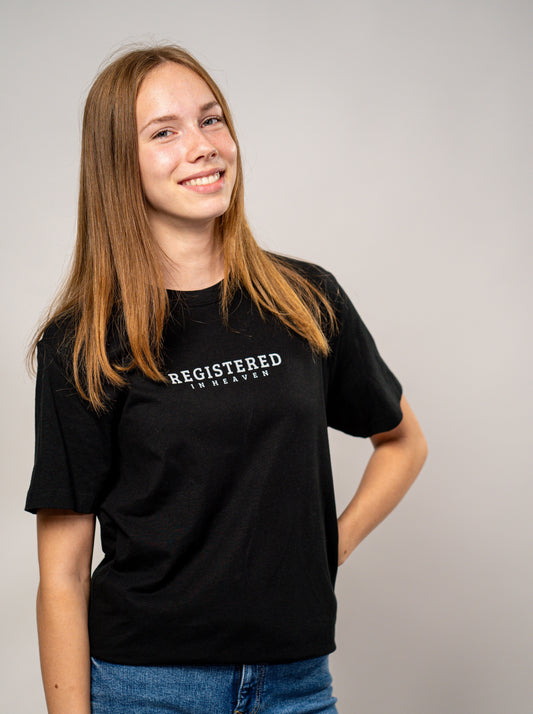 Registered in Heaven • T-Shirt mit Samt Effekt